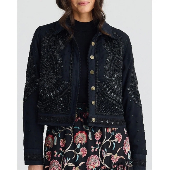 NWT Talisman Torero beaded embellished design point collar button jacket.  small - Picture 1 of 16